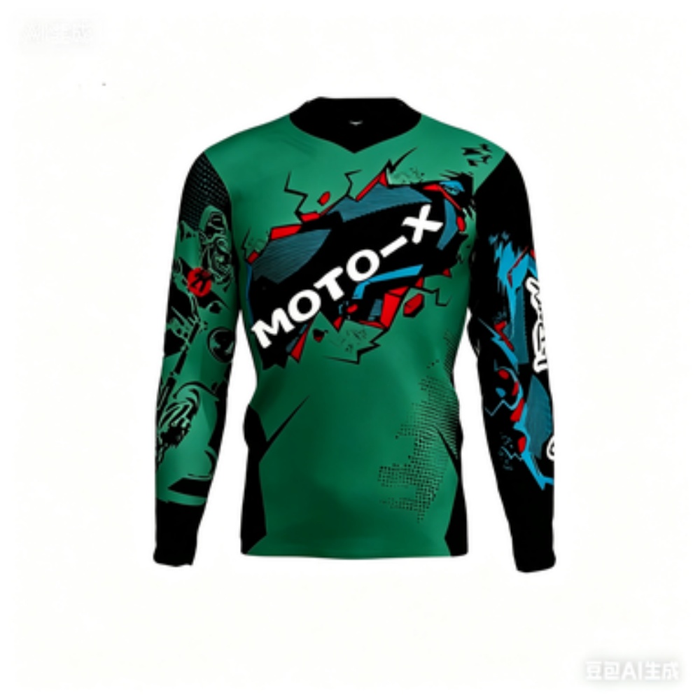 Outdoor Sportswear - Atasan Olahraga Lengan Panjang Bertema MOTO-X,