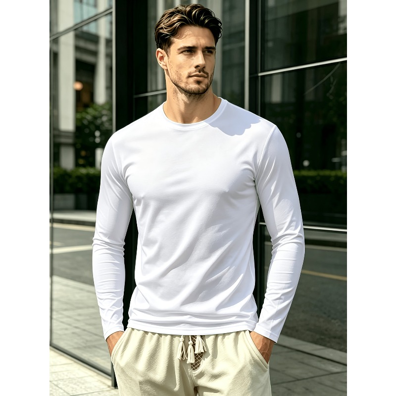 Outdoor Sportswear - Kaos Lengan Panjang Kerah Bulat Polos.