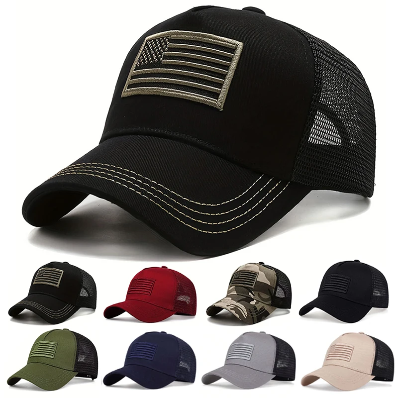 Outdoor Sport Usa - Topi Bisbol Jaring Bendera AS Topi